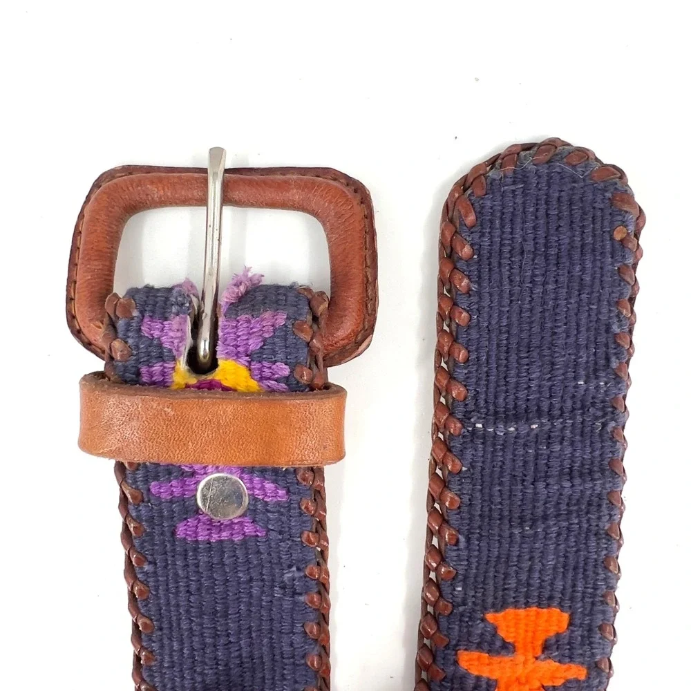 Men's 30 Handmade Guatemalan Belt Woven Textile Leather Boho Southwestern Unisex